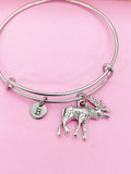 Silver Elk Charm Bracelet, Personalized Customize Charm Jewelry, N2126A