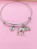 Silver Elk Charm Bracelet, Personalized Customize Charm Jewelry, N2126A