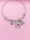 Silver Elk Charm Bracelet, Personalized Customize Charm Jewelry, N2126A