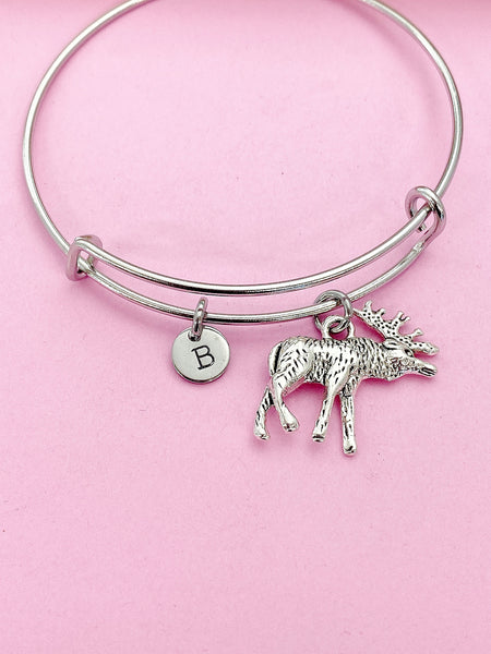 Silver Elk Charm Bracelet, Personalized Customize Charm Jewelry, N2126A