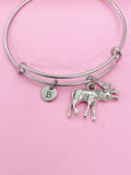 Silver Elk Charm Bracelet, Personalized Customize Charm Jewelry, N2126A