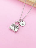 Silver Handbag Charm Necklace, Personalized Initial Pendant