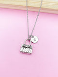 Silver Handbag Charm Necklace, Personalized Initial Pendant