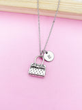 Silver Handbag Charm Necklace, Personalized Initial Pendant