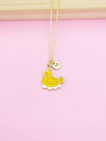 Gold Chicken Hen with Eggs Charm Necklace Farmer Gifts Ideas Personalized Customized Made to Order, N5488