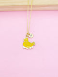 Gold Chicken Hen with Eggs Charm Necklace Farmer Gifts Ideas Personalized Customized Made to Order, N5488