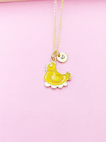 Gold Chicken Hen with Eggs Charm Necklace Farmer Gifts Ideas Personalized Customized Made to Order, N5488