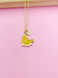 Gold Chicken Hen with Eggs Charm Necklace Farmer Gifts Ideas Personalized Customized Made to Order, N5488