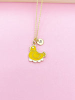 Gold Chicken Hen with Eggs Charm Necklace Farmer Gifts Ideas Personalized Customized Made to Order, N5488