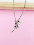 Silver Magic Wand Star Charm Necklace Birthday Princess Gifts Ideas, Personalized Customize, BN2157