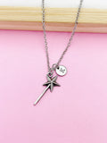 Silver Magic Wand Star Charm Necklace Birthday Princess Gifts Ideas, Personalized Customize, BN2157