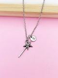 Silver Magic Wand Star Charm Necklace Birthday Princess Gifts Ideas, Personalized Customize, BN2157