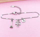 Silver Lawyer Bracelet Justice Scale Gavel Charm, Libra Charm, Lawyer Gift, Attorney Gift, Law School Graduate Graduation Gift, BN1531