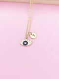 Gold Evil Eye Charm Necklace, Birthday Good luck Protective Gift Ideas, N5563