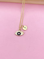 Gold Evil Eye Charm Necklace, Birthday Good luck Protective Gift Ideas, N5563