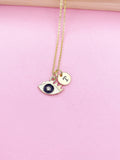 Gold Evil Eye Charm Necklace, Birthday Good luck Protective Gift Ideas, N5563