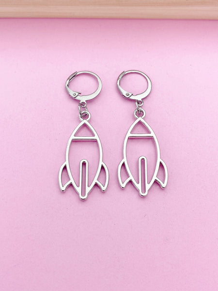 Silver or Gold Rocket Earrings Birthday's Gifts, Stainless Steel Earings, AN2743