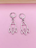 Silver Rocket Earrings, Stainless Steel Finding, E2743