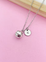 Silver Volleyball Charm Necklace, School Sports Volleyball Team Coach Gifts Ideas Personalized Customize Gifts, N115