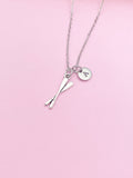 Silver Oar Charm Necklace Rowing Crew Gifts Idea Personalized Customized Made to Order, N2673