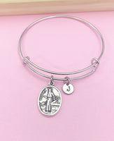 Silver Saint Luke Charm Bracelet Daughter Gifts Ideas Personalized Customized Monogram Made to Order, AN2717