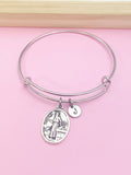 Silver Saint Luke Charm Bracelet Daughter Gifts Ideas Personalized Customized Monogram Made to Order, AN2717
