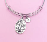 Silver Saint Luke Charm Bracelet Daughter Gifts Ideas Personalized Customized Monogram Made to Order, AN2717