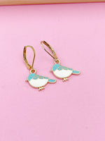 Gold Sparrow Earrings Bluebird Bird Watcher Gifts Ideas, Personalized Customized Made to Order Jewelry, N3296