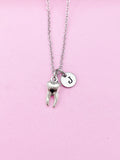 Silver Tooth Charm Necklace, Initial Pendant, Dentist Gift
