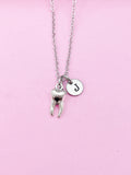 Silver Tooth Charm Necklace, Initial Pendant, Dentist Gift