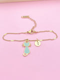 Gold Cute Blue Cat Kitten Charm Bracelet Cat Pet Lover Gifts Idea Personalized Customized Made to Order, N1103