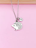 Silver Cute Hedgehog Charm Necklace Porcupine Pet Gifts Ideas Personalized Customized Made to Order, BN2243