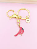 Gold Red Cardinal Charm Keychain Birthday Gifts, Personalized Customized Gifts, BN5257