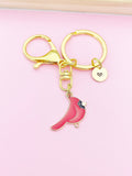 Gold Red Cardinal Charm Keychain Birthday Gifts, Personalized Customized Gifts, BN5257
