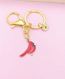 Gold Red Cardinal Charm Keychain Birthday Gifts, Personalized Customized Gifts, BN5257