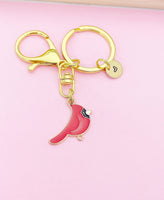 Gold Red Cardinal Charm Keychain Birthday Gifts, Personalized Customized Gifts, BN5257