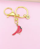 Gold Red Cardinal Charm Keychain Birthday Gifts, Personalized Customized Gifts, BN5257