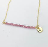 Gold Natural Tourmaline Necklace Personize Customize Gemstone Jewelry, AN4069
