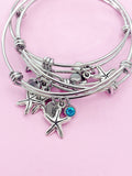 Silver Starfish Charm Bracelet Personalize Customize Bridesmaid Wedding Gifts Ideas, N1951