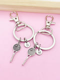 Set of 2 Silver Tennis Racket Keychain Best Friends Tennis Player School Team Gifts Ideas Personalize Customize, AN1986