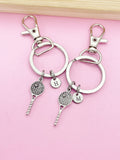 Set of 2 Silver Tennis Racket Keychain Best Friends Tennis Player School Team Gifts Ideas Personalize Customize, AN1986
