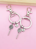 Set of 2 Silver Tennis Racket Keychain Best Friends Tennis Player School Team Gifts Ideas Personalize Customize, AN1986