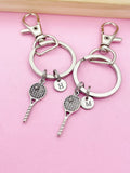 Set of 2 Silver Tennis Racket Keychain Best Friends Tennis Player School Team Gifts Ideas Personalize Customize, AN1986