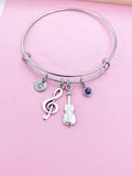 Silver Treble Clef Music Note Violin Viola Charm Bracelet Musician Music Personalize Customize Gifts Ideas, N3924