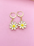 Gold Daisy Flower Charm Earrings Bridesmaid Wedding Personalize Customize Gifts Ideas, N3254