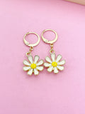 Gold Daisy Flower Charm Earrings Bridesmaid Wedding Personalize Customize Gifts Ideas, N3254