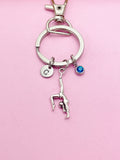 Silver Gymnast Keychain Gymnastic Girl Birthday Personalize Customize Gifts Ideas, N4742