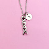 Silver DNA Charm Necklace Biology Family Gifts Ideas Personalized Customized Made to Order, N1238A