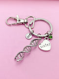 Silver DNA Sister Heart Charm Keychain Sister Personalize Customize Jewelry Gifts Ideas, N5563