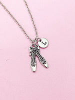 Silver Ballet Shoe Slipper Charm Necklace Ballet School Dancer Personalize Customize Gifts Ideas, N2233